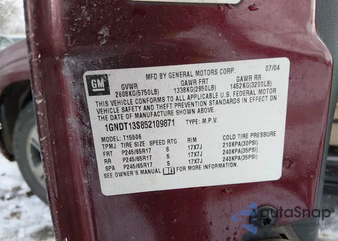 2005 Chevrolet Trailblazer Ls from USA, damaged, VIN 1GNDT13S852109871